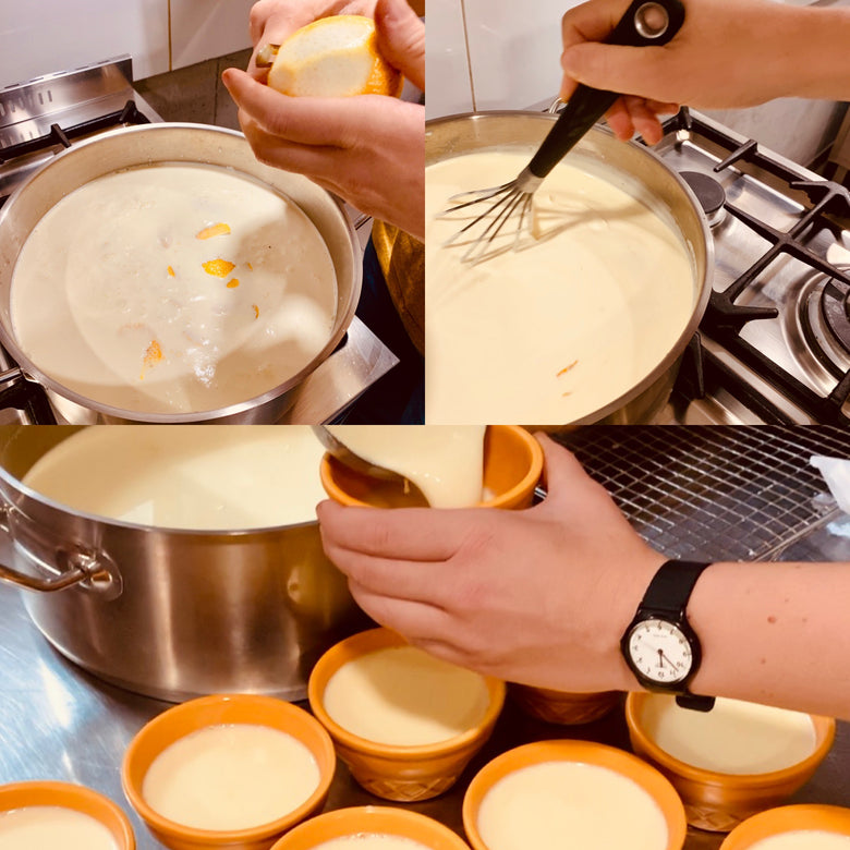 Panna Cotta with Hazelnuts Biscuits crumble and jam topping (x4)