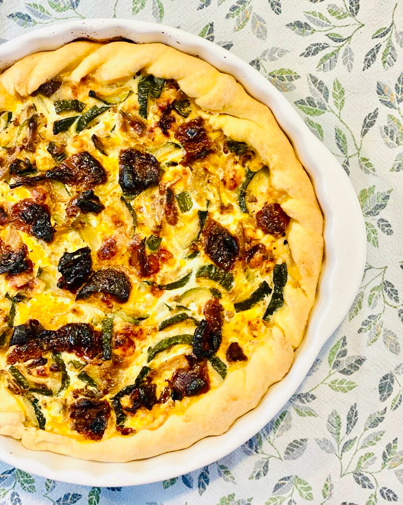 QUICHE WITH SUNDRIED TOMATOES, ZUCCHINI AND PARMIGIANO CHEESE