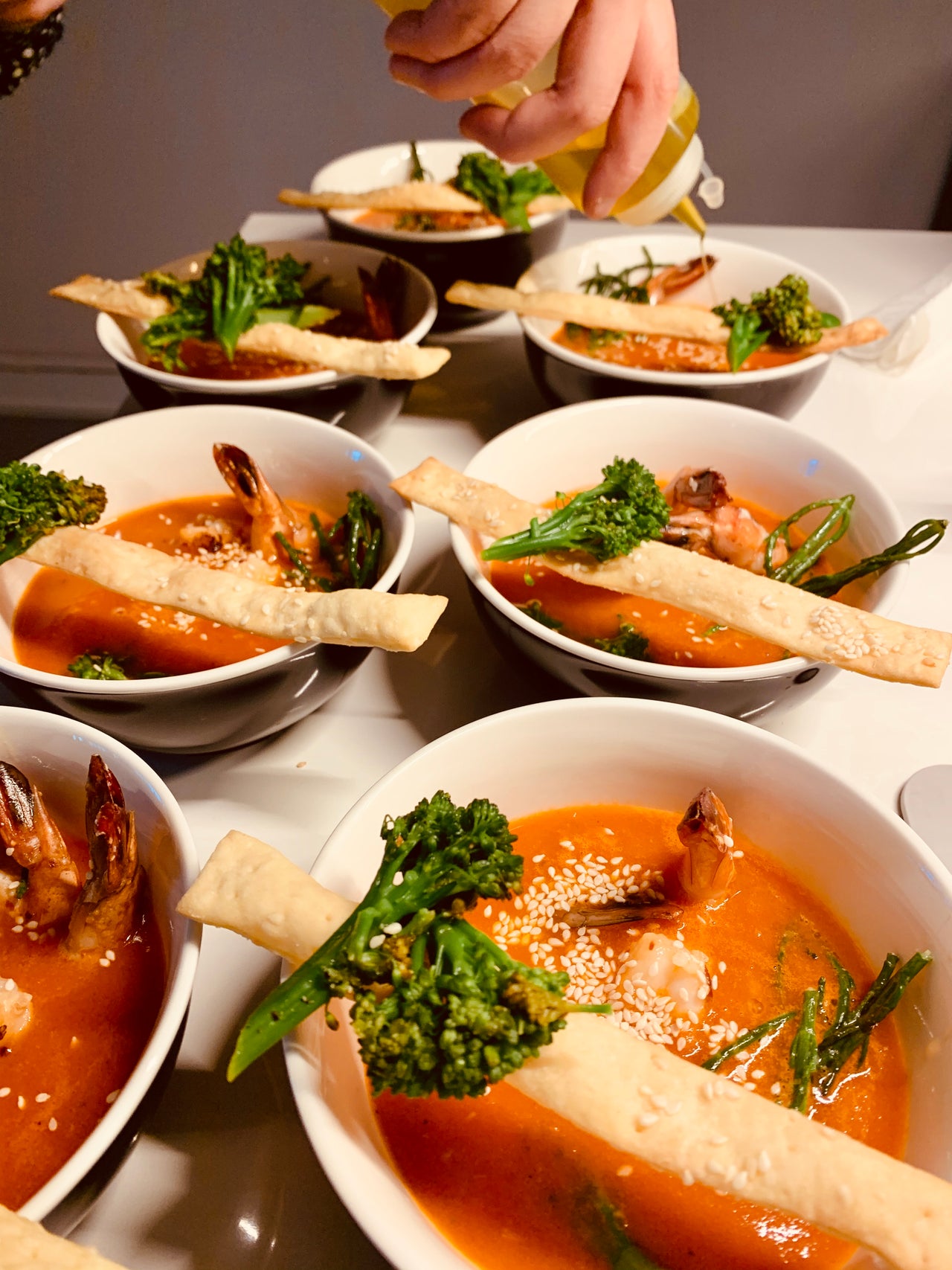 Tomatoes and prawns soup