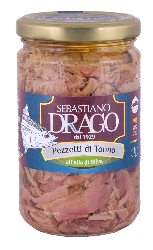 Pieces of tuna fish in olive oil ( Pezzetti di Tonno)